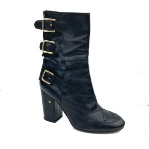 Laurence Dacade Merli Black Leather Buckle Boots | Iconic French Designer | EUC